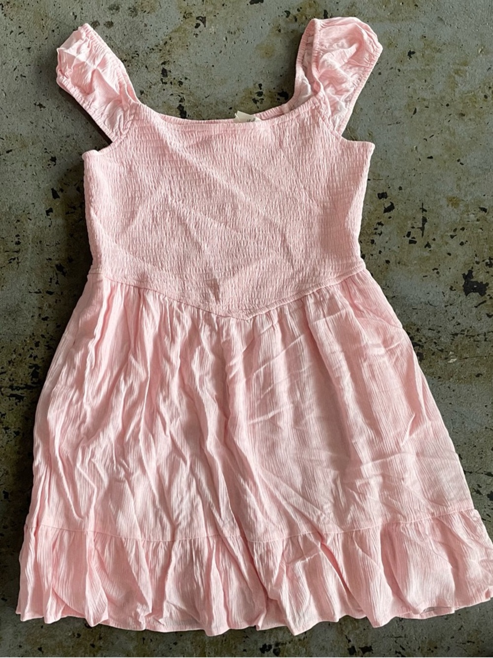 Aeropostale NWT Light Pink Scoop Neck Smocked Sundress with Ruffle Hem Size XL